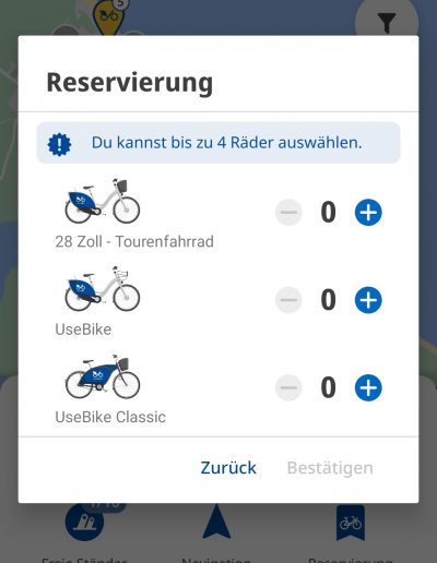 MV-Rad App - Reservierung