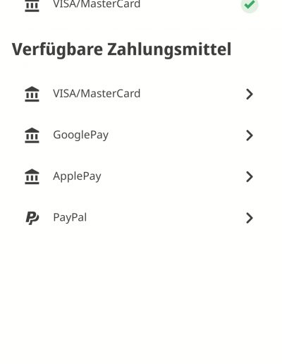 MV-Rad App - Zahlungsmittel